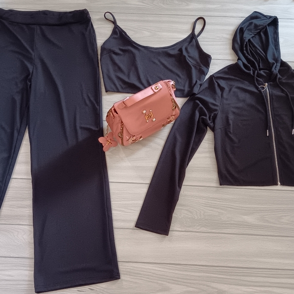 Plus Size Casual Solid Color Plus Size Pit Vest Jacket Pants Three-Piece Set - Picture 8 of 13